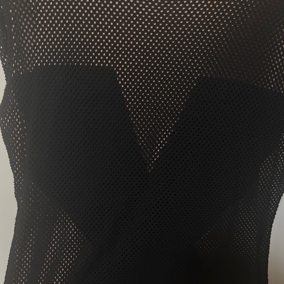 Bcbg black/nude mesh long sleeve top. - Picture 4 of 5